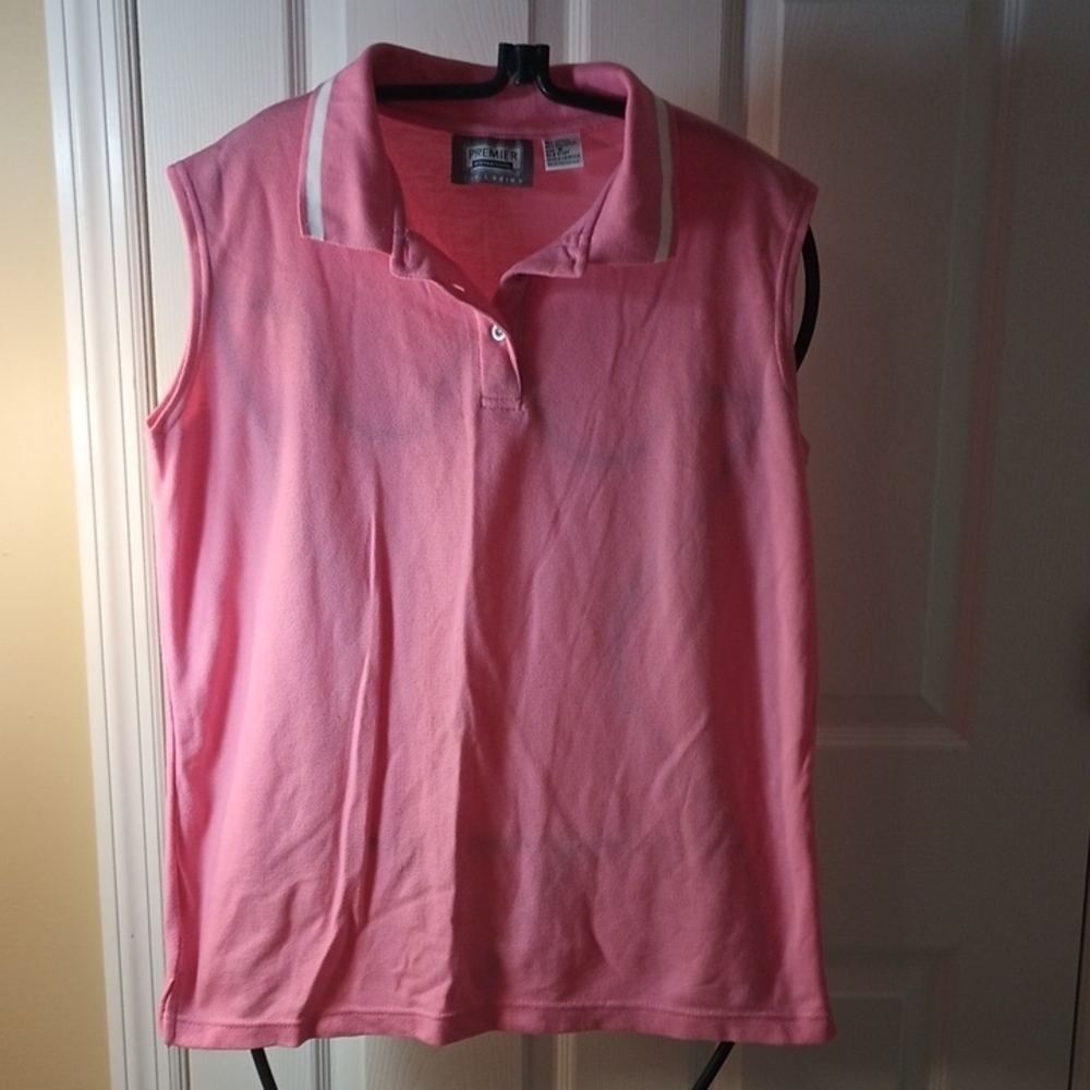 Pink Sleeveless Polo Top M